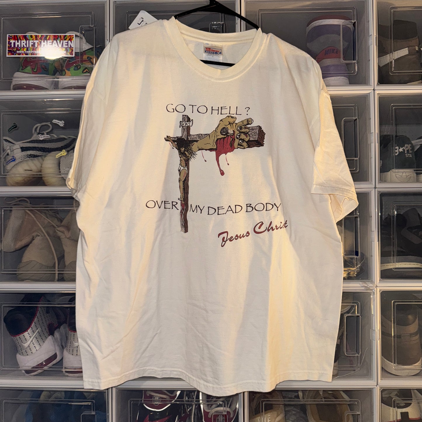 Vintage Jesus Tee - XL - Go to Hell? Over My Dead Body - 25 X 30