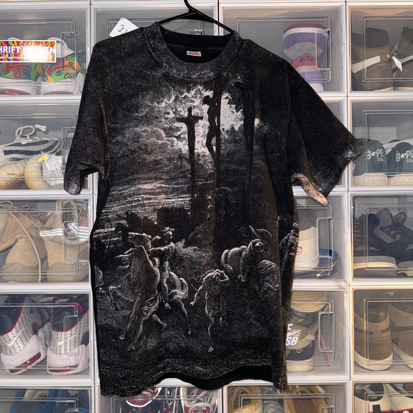 Vintage Jesus Tee - L - Gustave Dore Crucifixion AOP - 22 X 31