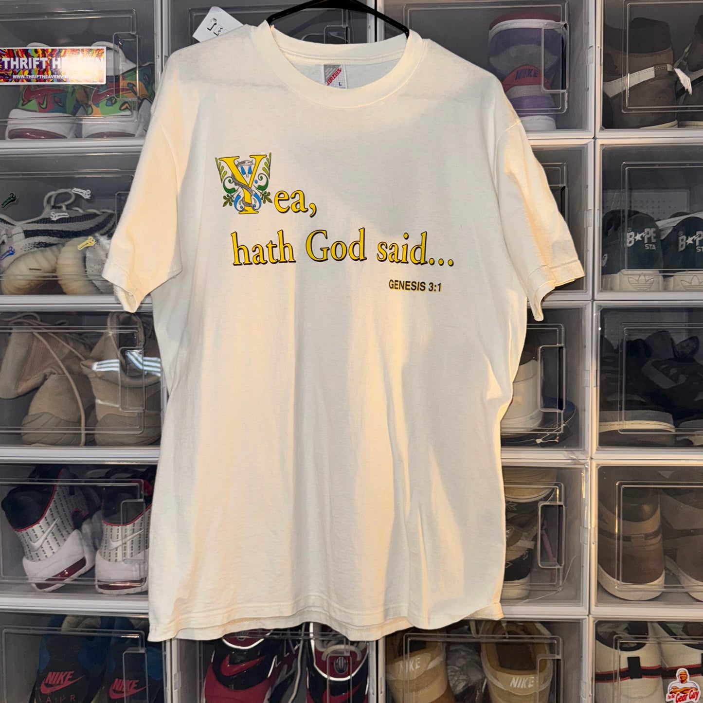 Vintage Jesus Tee - L - Hath God Said Evolution - 22.5 X 31