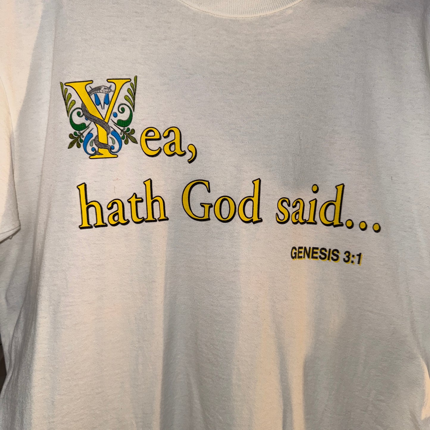 Vintage Jesus Tee - L - Hath God Said Evolution - 22.5 X 31