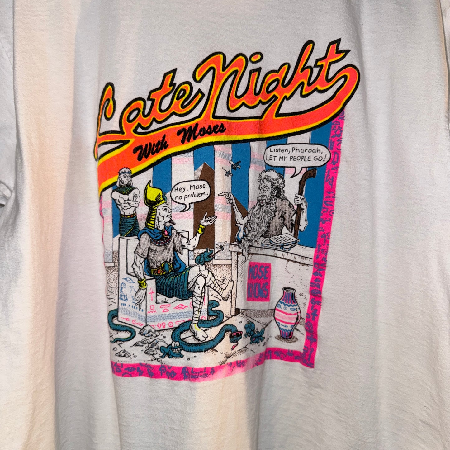 Vintage Jesus Tee - XL - Late Night With Moses Cartoon - 23 X 30