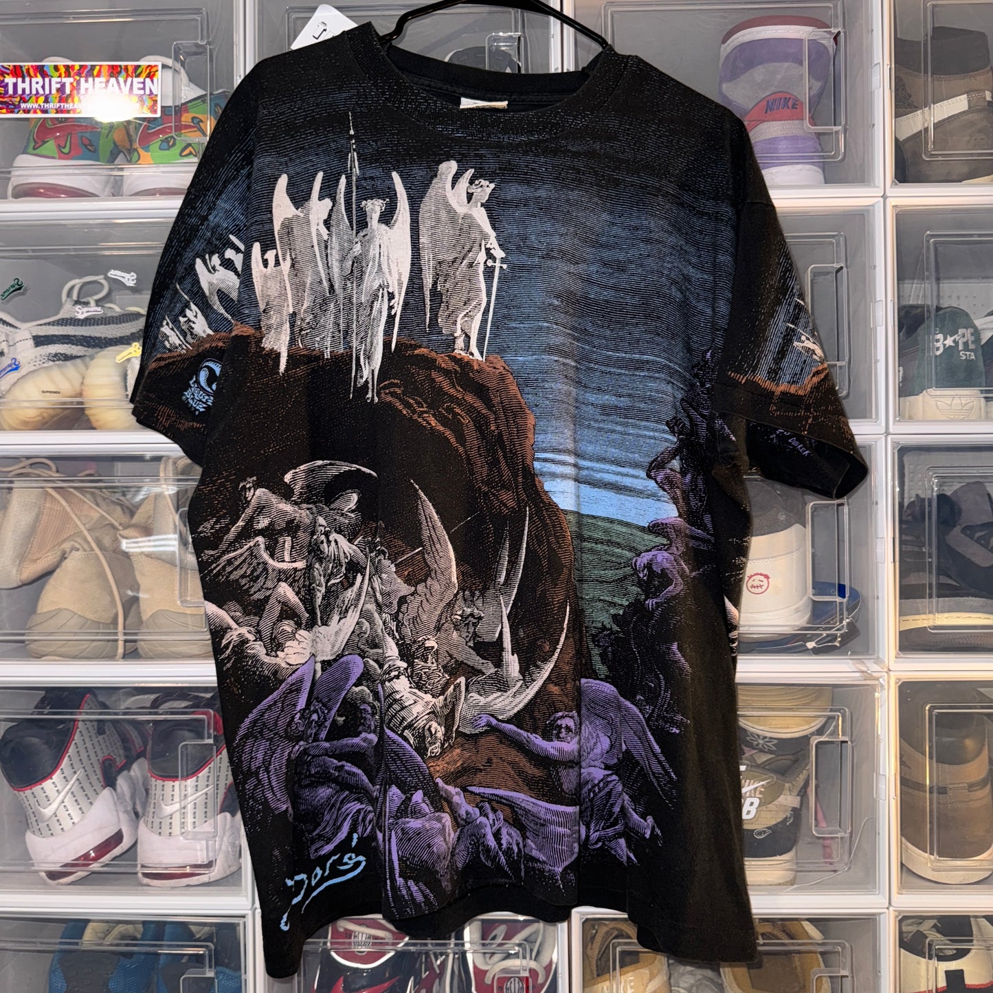 Vintage Jesus Tee - XL - 1994 Liquid Blue Gustave Doré Angels & Demons AOP - 26 X 30