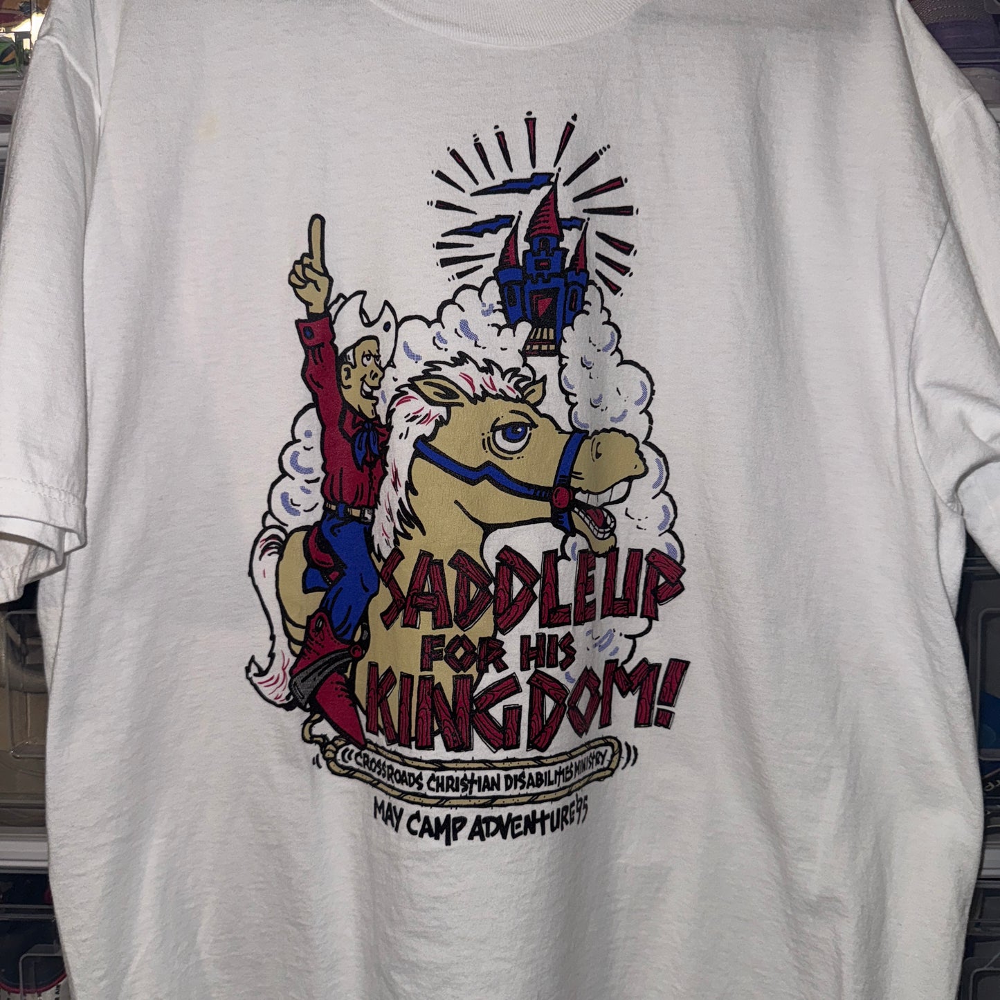 Vintage Jesus Tee - XL - Saddle Up for His Kingdom - 24 X 31