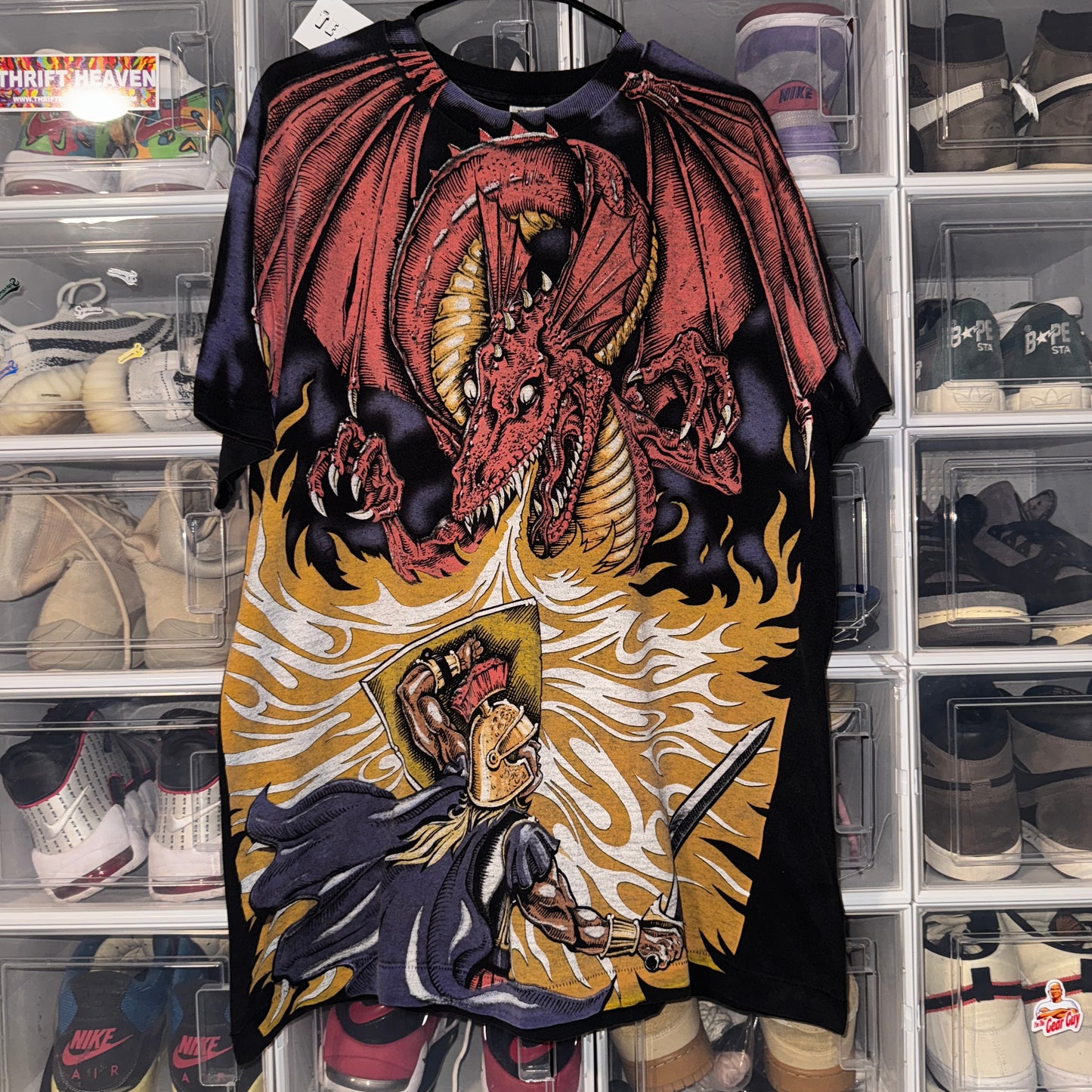 Vintage Jesus Tee - XL - War Zone Dragon Slayer AOP - 24 X 33