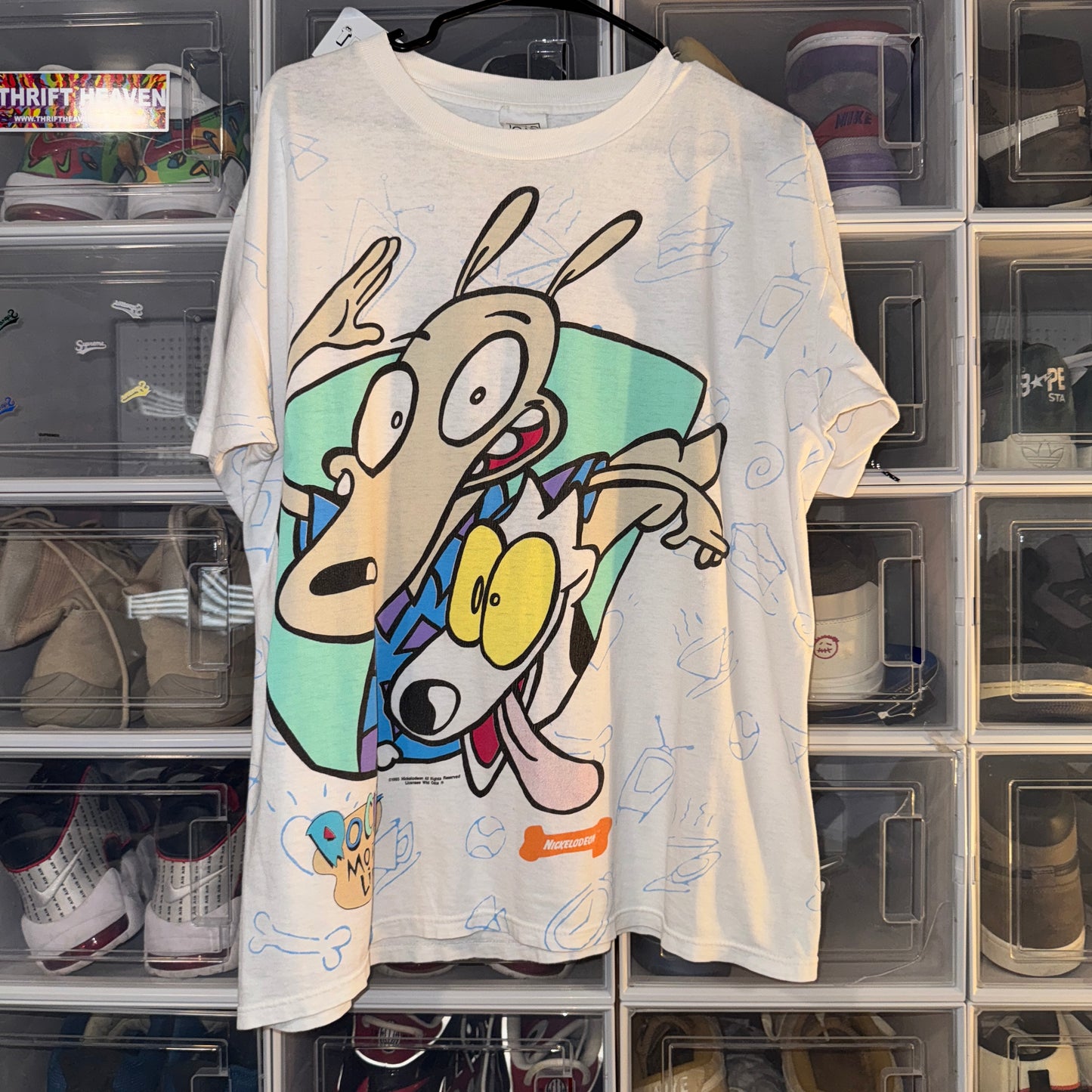 Vintage Nickelodeon Tee - L - Rocko’s Modern Life AOP - 24 X 28