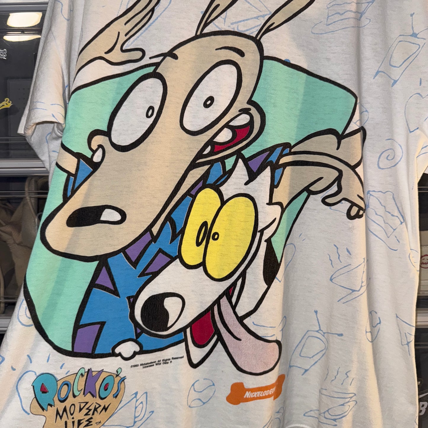 Vintage Nickelodeon Tee - L - Rocko’s Modern Life AOP - 24 X 28