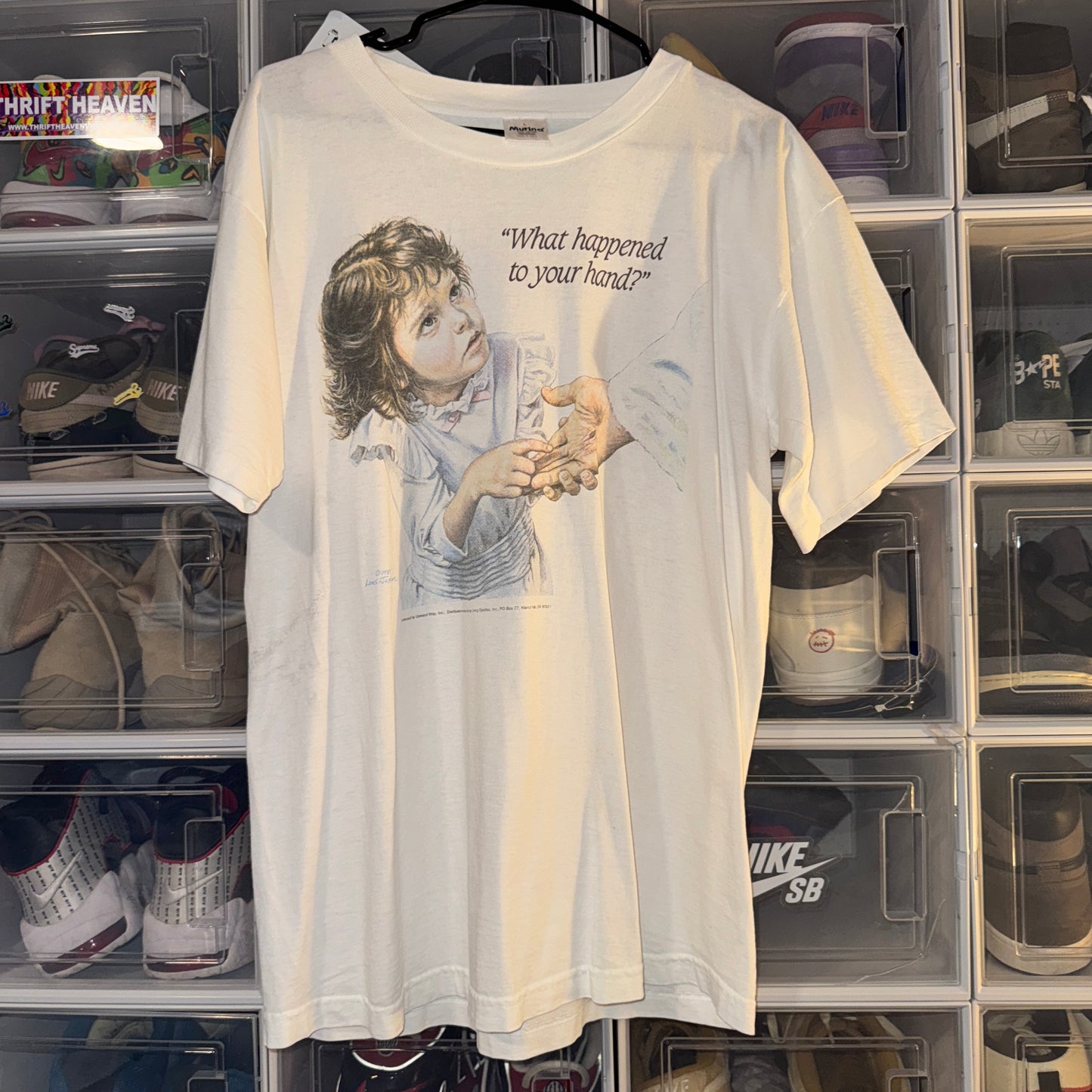 Vintage Jesus Tee - What Happened to Your Hand - L - 23 X 30