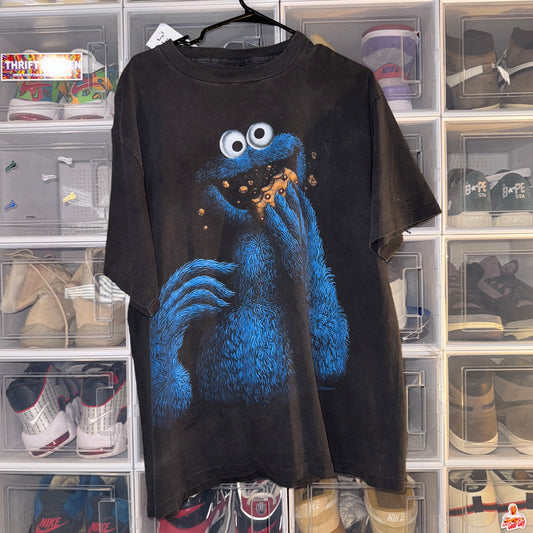 Vintage Sesame Street Tee - XL - Cookie Monster Blackout  - 24.5 X 30.5