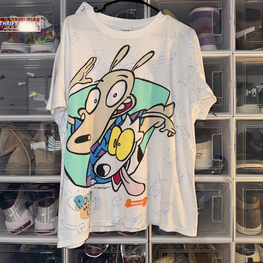 Vintage Nickelodeon Tee - L - Rocko’s Modern Life AOP - 24 X 28